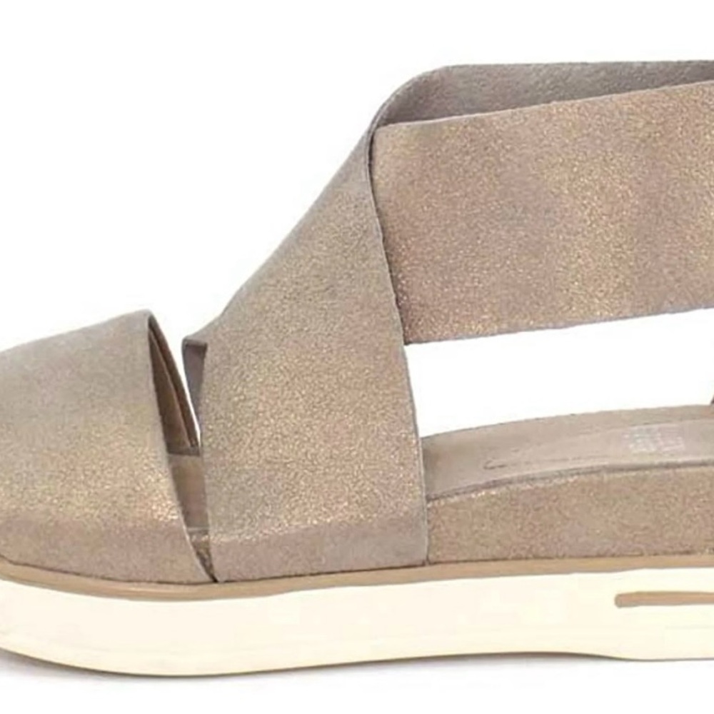 Eileen Fisher Sport Sandal Wedge‎ Women 8.5 Bronze Frozen Metallic Suede Strappy - Picture 10 of 13